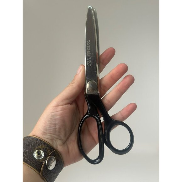 VTG 80s Wiss Pinking Shears Scissors - 7.5" Stainless Steel, Plastic Holder, USA - Picture 4 of 7